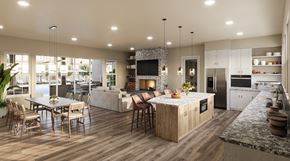 Rocklin apartment for rent - a rendering of an open floor plan with a kitchen dining and living room area