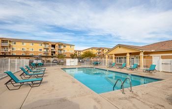 Pool side relaxing area with sundeck