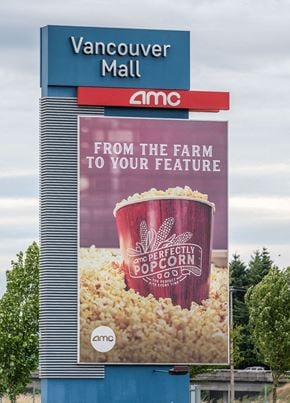 Vancouver apartment for rent - An AMC cinema advertisement for popcorn.at Vancouver Mall Apartments, Vancouver, WA 98662