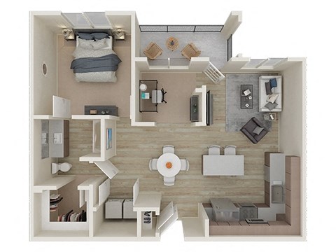 Floor plan for 1 bed, 1 bath, 946 sqft