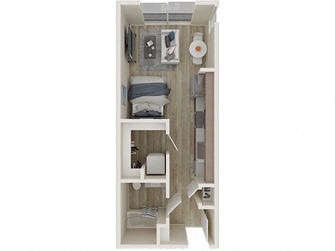 Floor plan for studio, 1 bath, 497 sqft