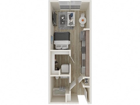 Floor plan for studio, 1 bath, 453 sqft