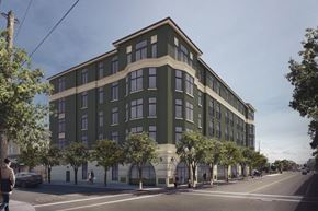 South San Francisco apartment for rent - Rendering of exterior building from street at Grand and Linden Family Apartments, South San Francisco, CA