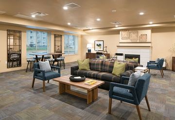 Federal Way apartment for rent - a living room with a couch and chairs and a fireplace