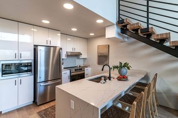 Kitchen with a marble counter top