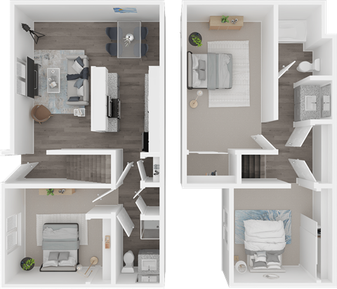 Floor plan for 3 beds, 2 baths, 1112 sqft
