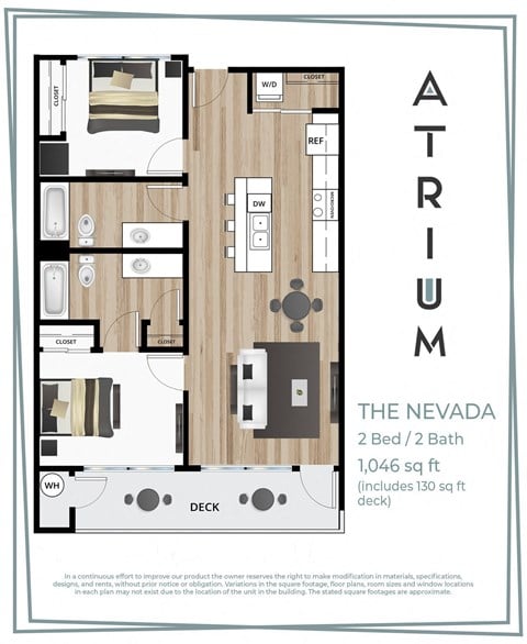 Floor plan for 2 beds, 2 baths, 912 sqft