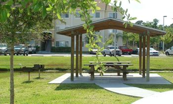 Covered bbq area with seating