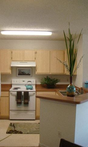 Daytona Beach apartment for rent - Kitchen with appliances at Carolina Club Apartments, Daytona Beach, Florida