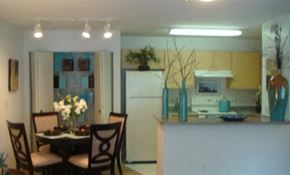 Tampa apartment for rent - kitchen with white appliances and blonde colored cabinetryat Mariners Cove, Tampa, FL 80021