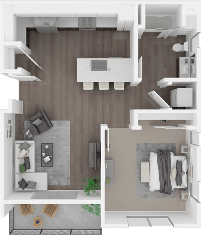 Floor plan for 1 bed, 1 bath, 720 sqft