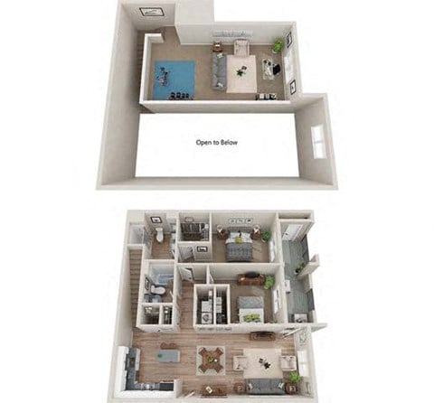 Floor plan for 2 beds, 2 baths, 1562 sqft