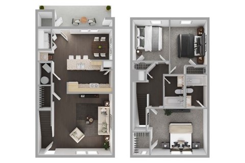 Floor plan for 3 beds, 2 baths, 1255 sqft