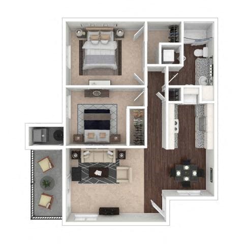 Floor plan for 2 beds, 1 bath, 850 sqft