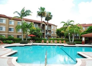Resort style pool and lounge chairs