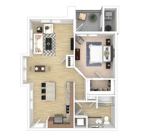 Floor plan for 1 bed, 1 bath, 825 sqft