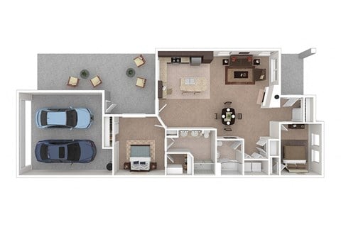 Floor plan for 2 beds, 2 baths, 1211 sqft