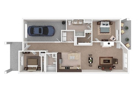 Floor plan for 2 beds, 2 baths, 1234 sqft