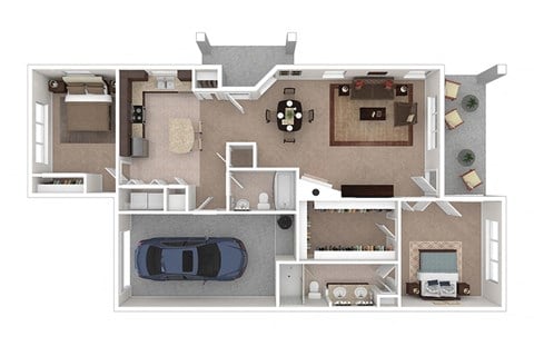Floor plan for 2 beds, 2 baths, 1215 sqft