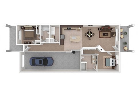 Floor plan for 2 beds, 2 baths, 1218 sqft