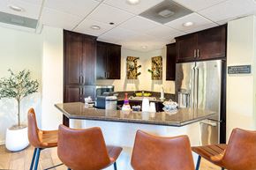 Napa apartment for rent - a kitchen with a large island with a breakfast bar