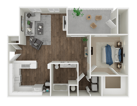 Floor plan for 1 bed, 1 bath, 800 sqft