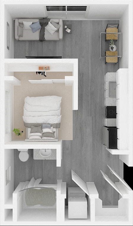 Floor plan for studio, 1 bath, 417 sqft