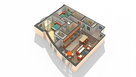Floor plan for 2 beds, 2 baths, 1480 sqft