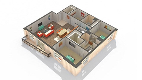 Floor plan for 2 beds, 2 baths, 1660 sqft