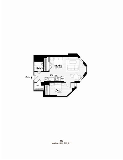 Floor plan for 3 beds, 1 bath, 1062 sqft