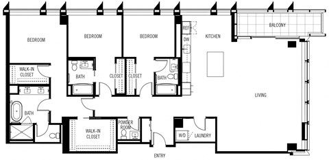 Floor plan for 3 beds, 3.5 baths, 2315 sqft