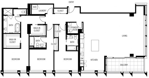 Floor plan for 3 beds, 3.5 baths, 2433 sqft