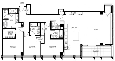Floor plan for 3 beds, 3.5 baths, 2314 sqft
