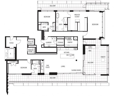 Floor plan for 3 beds, 3.5 baths, 3727 sqft