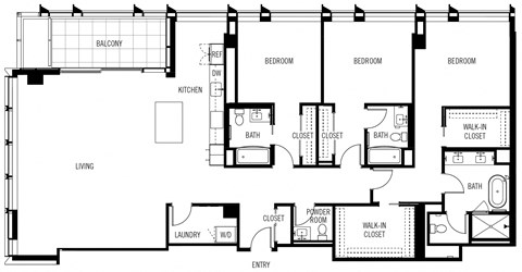 Floor plan for 3 beds, 3.5 baths, 2406 sqft