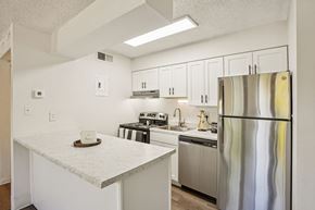 Denver apartment for rent - Modern kitchen with granite countertops and stainless-steel appliances at Willowstone Apartments near the Denver Tech Center