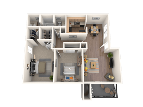 Floor plan for 2 beds, 1.5 baths, 1100 sqft