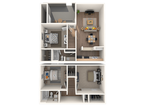 Floor plan for 3 beds, 2 baths, 1222 sqft
