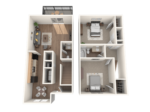 Floor plan for 2 beds, 2 baths, 1116 sqft