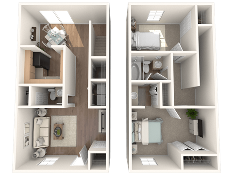 Floor plan for 2 beds, 1.5 baths, 1151 sqft