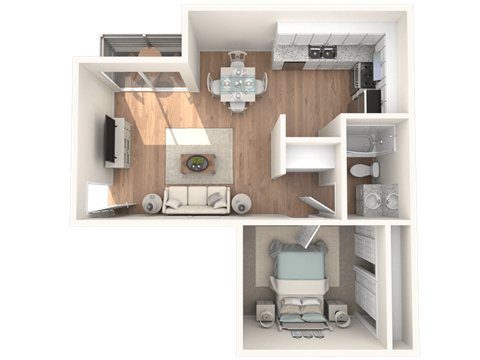 Floor plan for 1 bed, 1 bath, 800 sqft