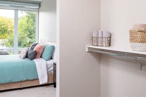 Golden Valley apartment for rent - a bedroom with a bed and a window