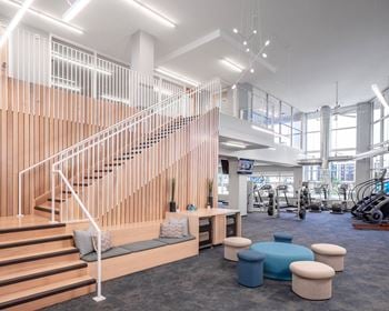 Condition >> club-worthy, 2-story fitness studio