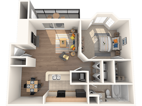 Floor plan for 1 bed, 1 bath, 850 sqft