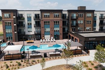 Helios terrace outdoor spa with e-shaped pool