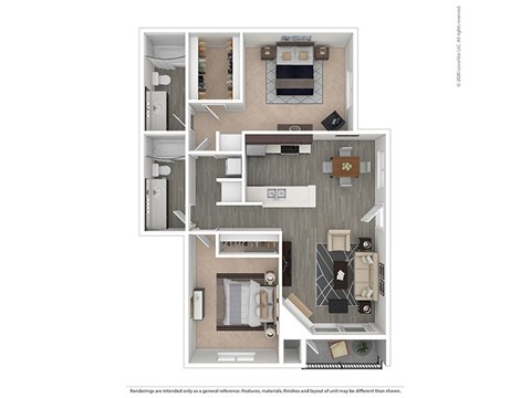 Floor plan for 2 beds, 2 baths, 1022 sqft