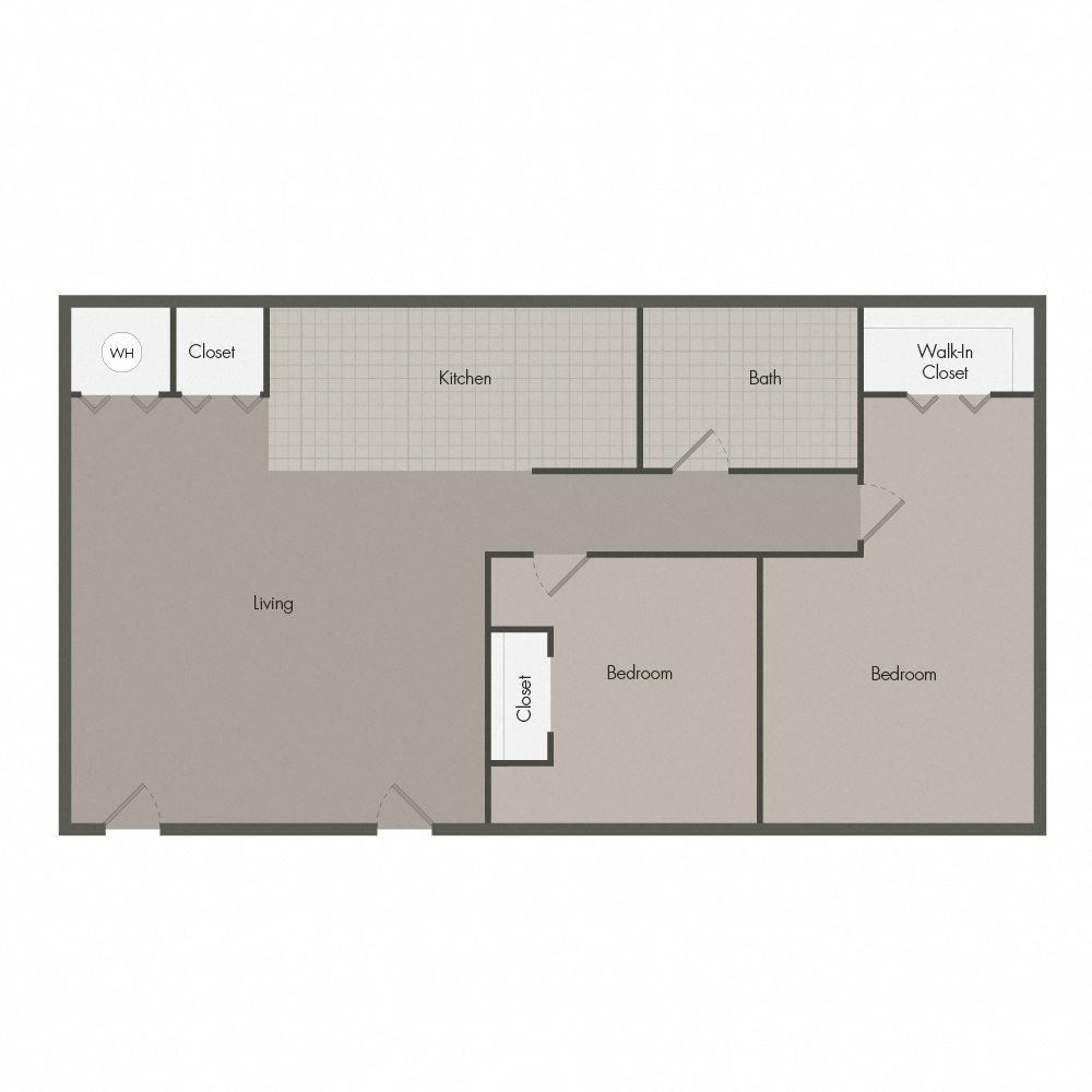 Floor plan for 2 beds, 1 bath, 700 sqft