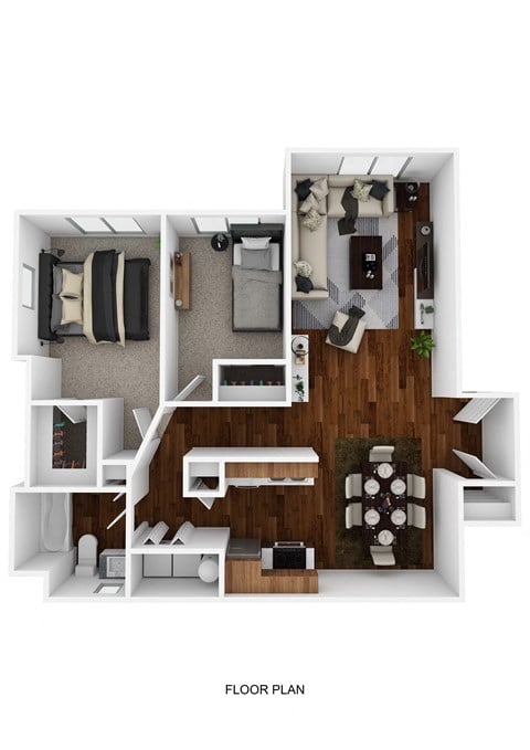 Floor plan for 2 beds, 1 bath, 1061 sqft