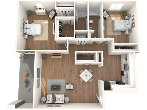 Floor plan for 2 beds, 2 baths, 1200 sqft