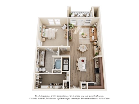 Floor plan for 1 bed, 1 bath, 808 sqft